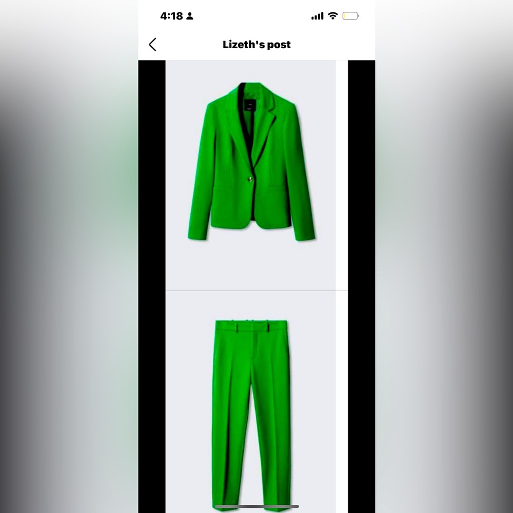 This brand new suit Mango is beautiful size 8 pants and 10 blazer never used :)